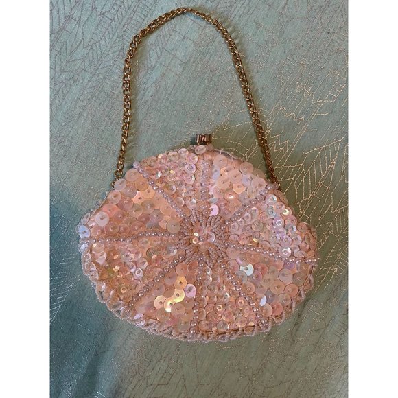 Antique white beaded sequin & pearl evening purse Le Jule - Picture 12 of 16